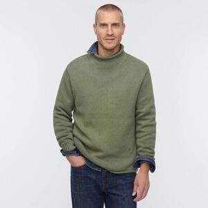 J.Crew Mens Vintage Sweater Roll Neck Oarsman‎ Knit Fisherman Green Large